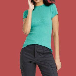 A New Day - Women's Slim Fit Short Sleeve Ribbed T-Shirt - Green - Small